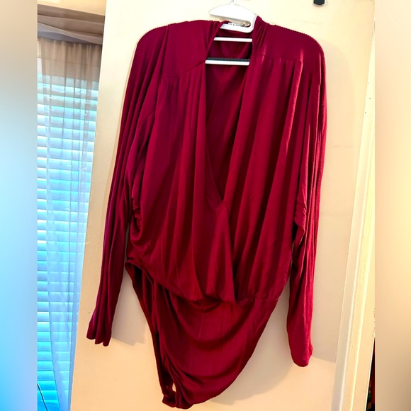 NWOT Surspliced Top Bodysuit (Burgundy) - Picture 6 of 6
